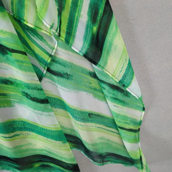 IN Studio Green Black Sheer Poncho Overlay Blouse Women's Plus Size 1X Boho Chic - Picture 10 of 10